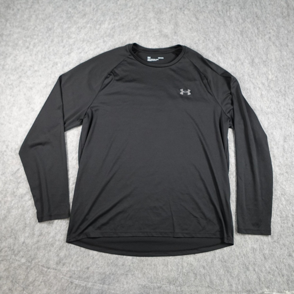 Under Armour Shirt Men Large Black Tech 2.0 Long Sleeve Loose Fit 1328496 001